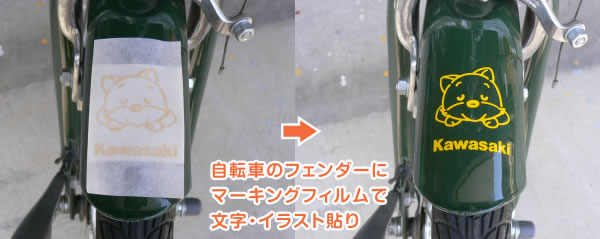 自転車のフェンダーに文字・イラスト貼り